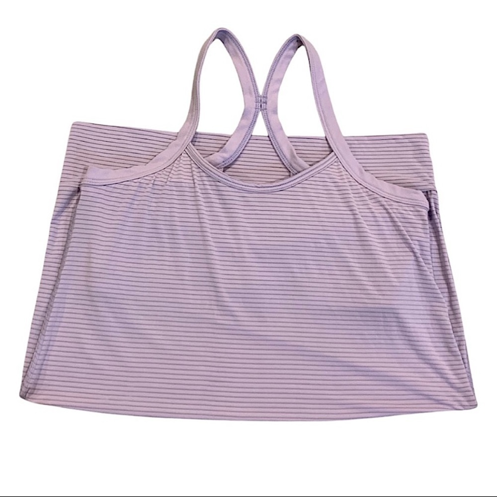 Beyond Yoga Lavender stripe shelf bra lightweight racer back top Size: Small